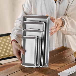 复古做旧ins手冲咖啡托盘长方形食品级不锈钢茶水盘甜品盘子烧烤