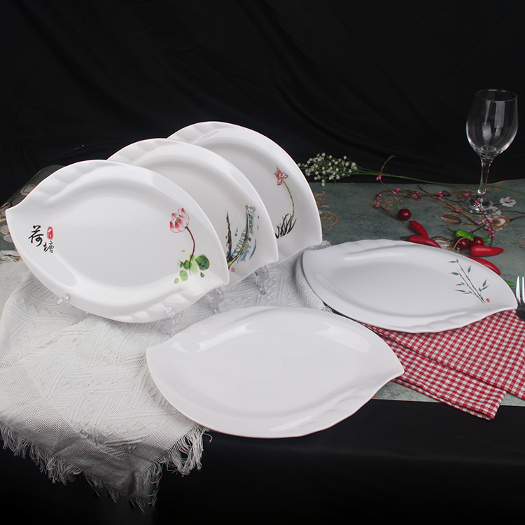 密胺仿瓷餐具异形豆角盘塑料碟子