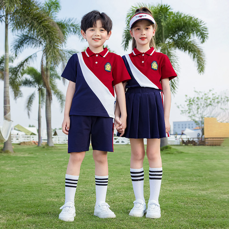 大红色五角星中国印字小学生校服园服运动班服幼儿园园服春夏套装
