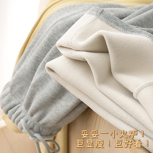 听劝买2条！好穿到翻白眼！巨软巨暖巨显瘦~加绒卫裤女直筒长裤冬