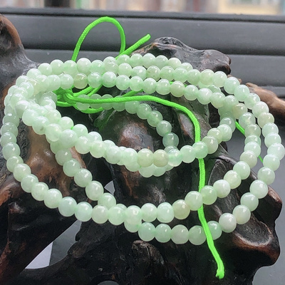 缅甸天然A货翡翠圆珠项链.挂件链