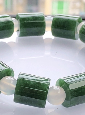 自然光实物拍摄/缅甸天然翡翠A货满色路路通手链64.16g男女老坑