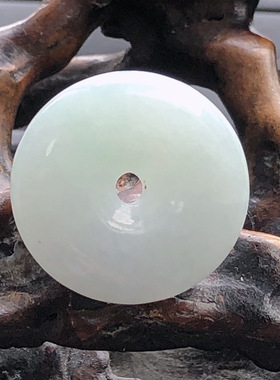 自然光实物拍/缅甸天然翡翠A货平安扣吊坠挂件7.52g带证书老坑料