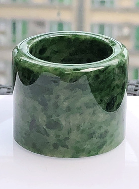 自然光实物拍/内径23mm31号缅甸天然翡翠A货满色扳指/戒指37.45g