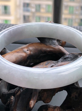 自然光实物拍/66圈缅甸天然翡翠A货大圈口手镯76.25g带证正装老坑