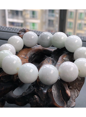 自然光实物拍/缅甸天然翡翠A货大颗圆珠手链手串100.60g带证老坑