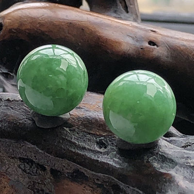缅甸天然翡翠A货满绿配饰圆珠