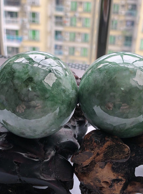 自然光实物拍/缅甸天然翡翠A货时来运转大圆珠手玩件0.468Kg