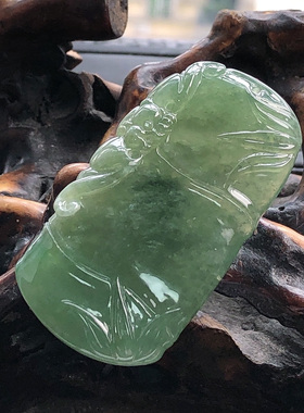 自然光实物拍/缅甸天然翡翠A货满色步步高升竹节吊坠20.79g老坑