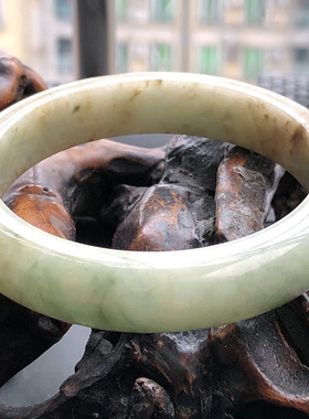自然光实物拍/56.5圈缅甸天然翡翠A货双彩正圈手镯49.12g老坑带证