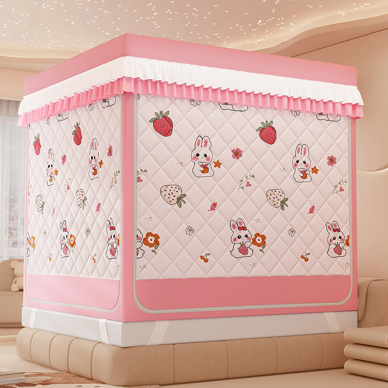 冬季保暖夹棉遮光帘蚊帐防风床幔