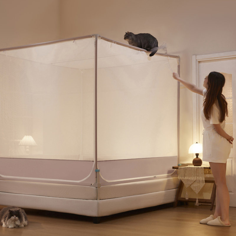 养猫神器防猫抓2026新款蚊帐加密加厚U型拉链三门回底床笠蒙古包