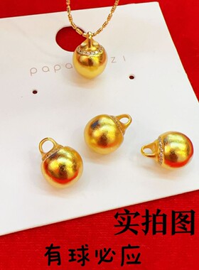 黄金色有求必应项链古法沙金圆珠