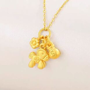 金店同款马上有钱花木马吊坠项链女款可爱生肖挂坠生日礼物送女友