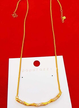 金店同款沙金微笑竹节项链镶钻轻