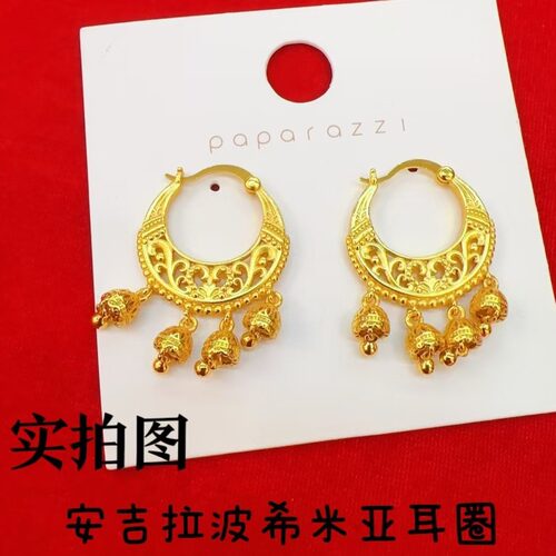 黄金色安吉拉波希米亚风耳圈时尚
