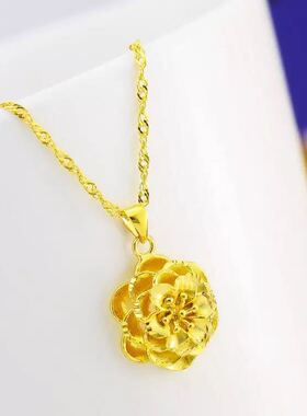 越南镀金玫瑰花项链女简约韩版学