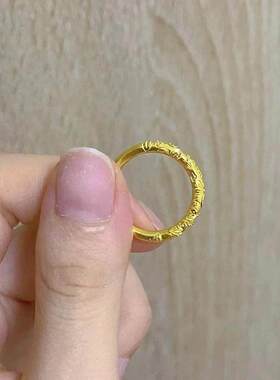 黄金色樱花浮雕戒指女款轻奢小清