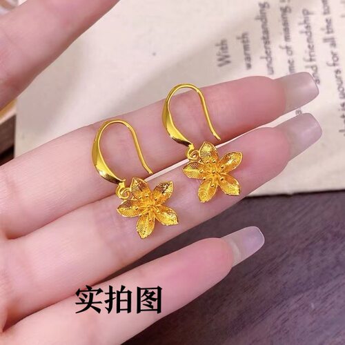 金店同款幸福花嫁三生花耳环黄金