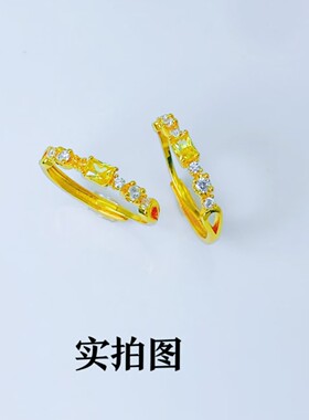 越南沙金方糖戒指女轻奢高级感黄