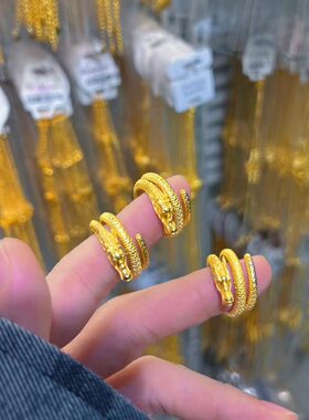越南沙金龙戒指本命年生肖盘龙个
