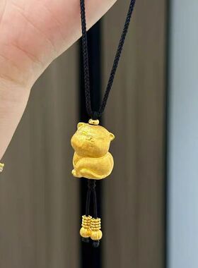 越南沙金招财小胖猫吊坠项链女小