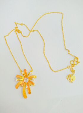 黄金色向阳绽放光芒项链女款时尚