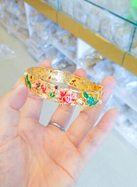 古法烧蓝国色天香手镯越南沙金女