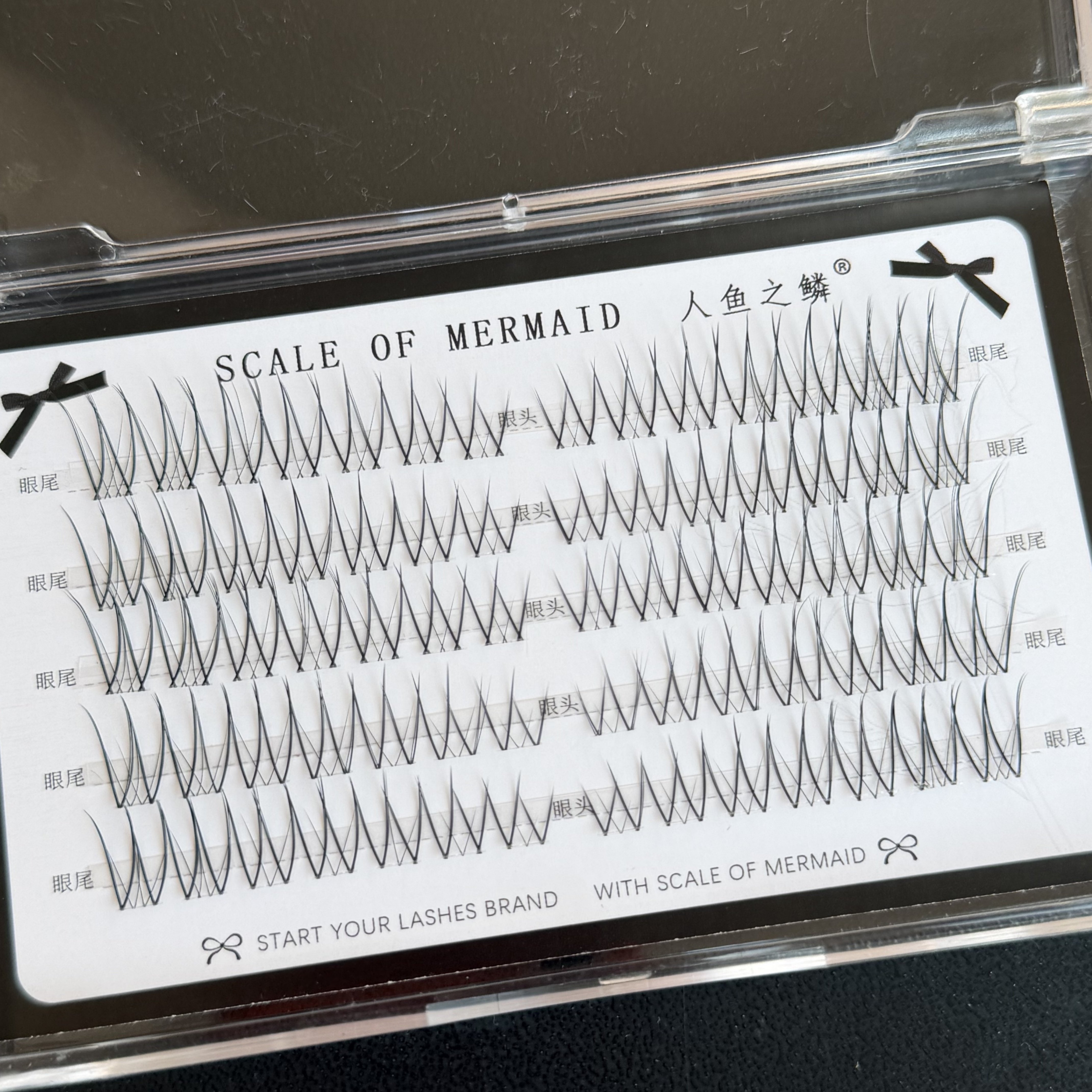 高端系列！人鱼之鳞韩系女团风双V型假睫毛U型轻盈透明梗自然眼尾