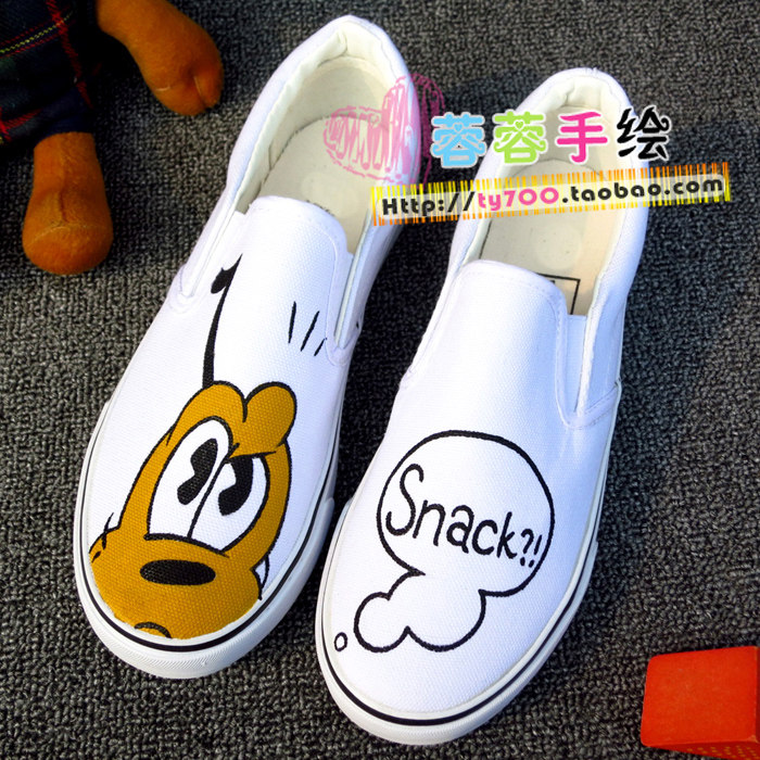 迪士尼手绘鞋休闲帆布鞋一脚蹬懒人鞋小白鞋流行女鞋男鞋学生鞋在类目 女鞋, 帆布鞋中 - 来自Buy2taobao.com提供专业的淘宝代购服务