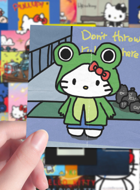 160张HelloKitty专辑封面贴纸小众创意ins风绘画高颜值封面装饰贴
