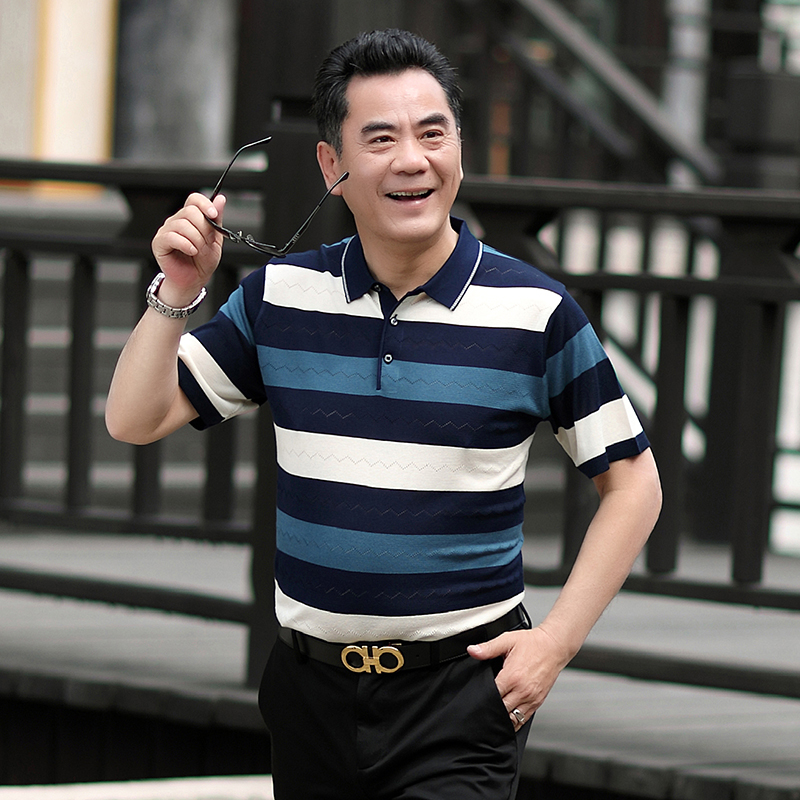 爸爸短袖t恤男夏40-50岁男士夏装中年人夏季衣服中?#22799;?#20154;夏天上衣
