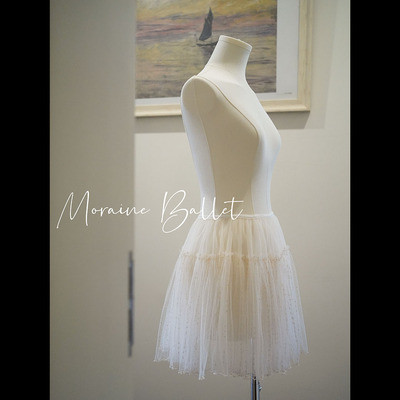 Moraine梦莲芭蕾成人松紧腰梦幻细闪双层短tutu排练基训纱裙 半透