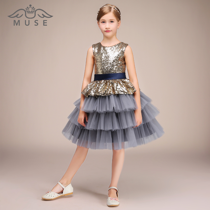 muse儿童演出服亮片纱裙舞台合唱