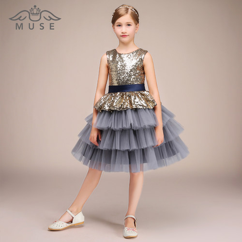 muse儿童演出服亮片纱裙舞台合唱