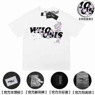 WHOOSIS 8字logo花卉短袖 t恤美式 重磅纯棉宽松百搭ins 不知其名