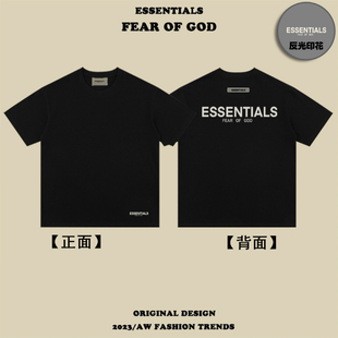 宽松男女 纯棉T恤反光字母2025新款 ESSENTIALS美式 高街FOG复线短袖