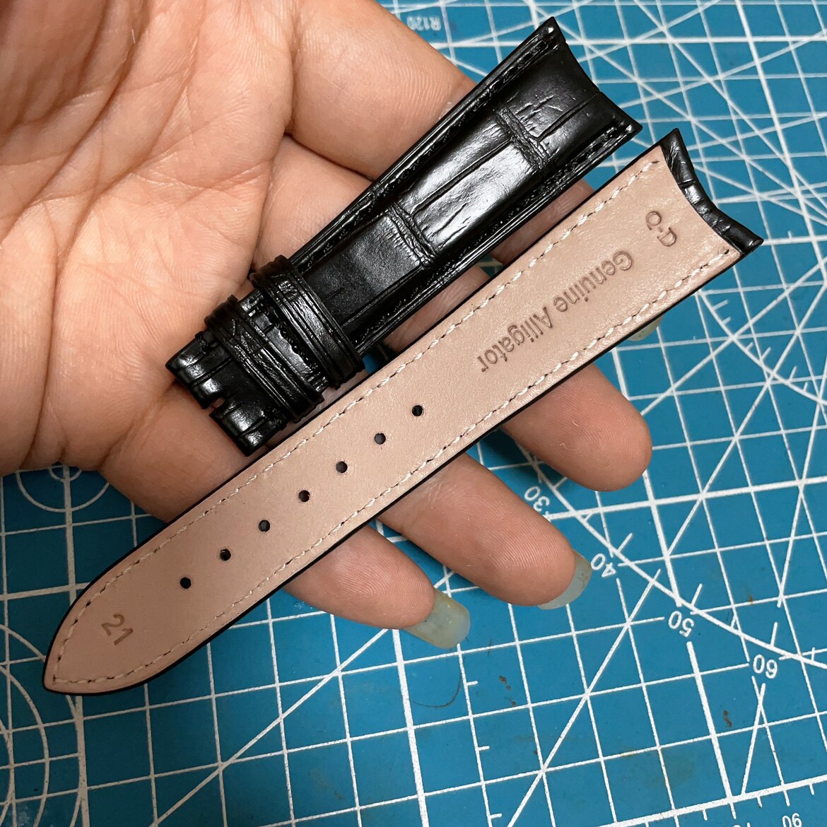 奢琳适用弯口积家大师鳄鱼皮表带棕色黑色表带短吻鳄鱼皮表带21男