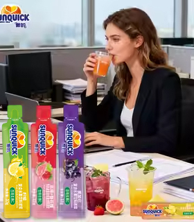 Sunquick新的浓缩黑加仑柠檬草莓番石榴果汁维C冲泡速溶原浆袋装