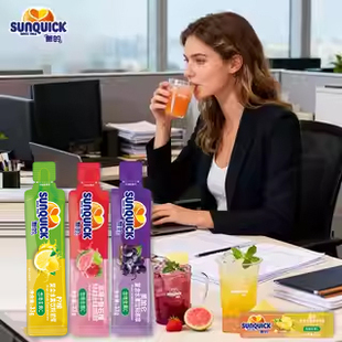 Sunquick新的浓缩黑加仑柠檬草莓番石榴果汁维C冲泡速溶原浆袋装