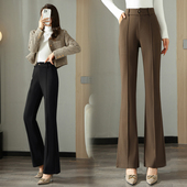 长裤 高腰垂感毛呢西装 新款 显高显瘦马蹄裤 子微喇叭裤 裤 女2025秋季