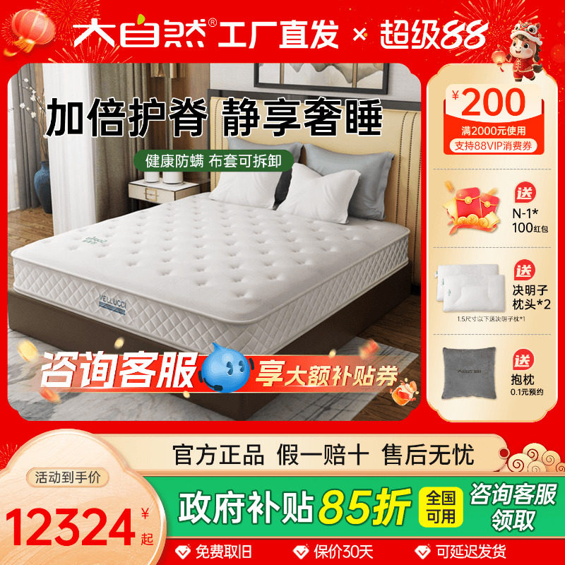 大自然乳胶山棕床垫硬垫棕垫棕榈护腰脊椎防螨抗菌家用定制苏菲雅