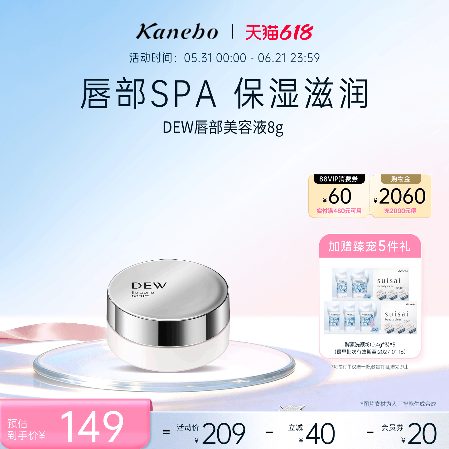 Kanebo嘉娜宝朵雾唇部美容液官方唇膏女保湿滋润密集补水花果香