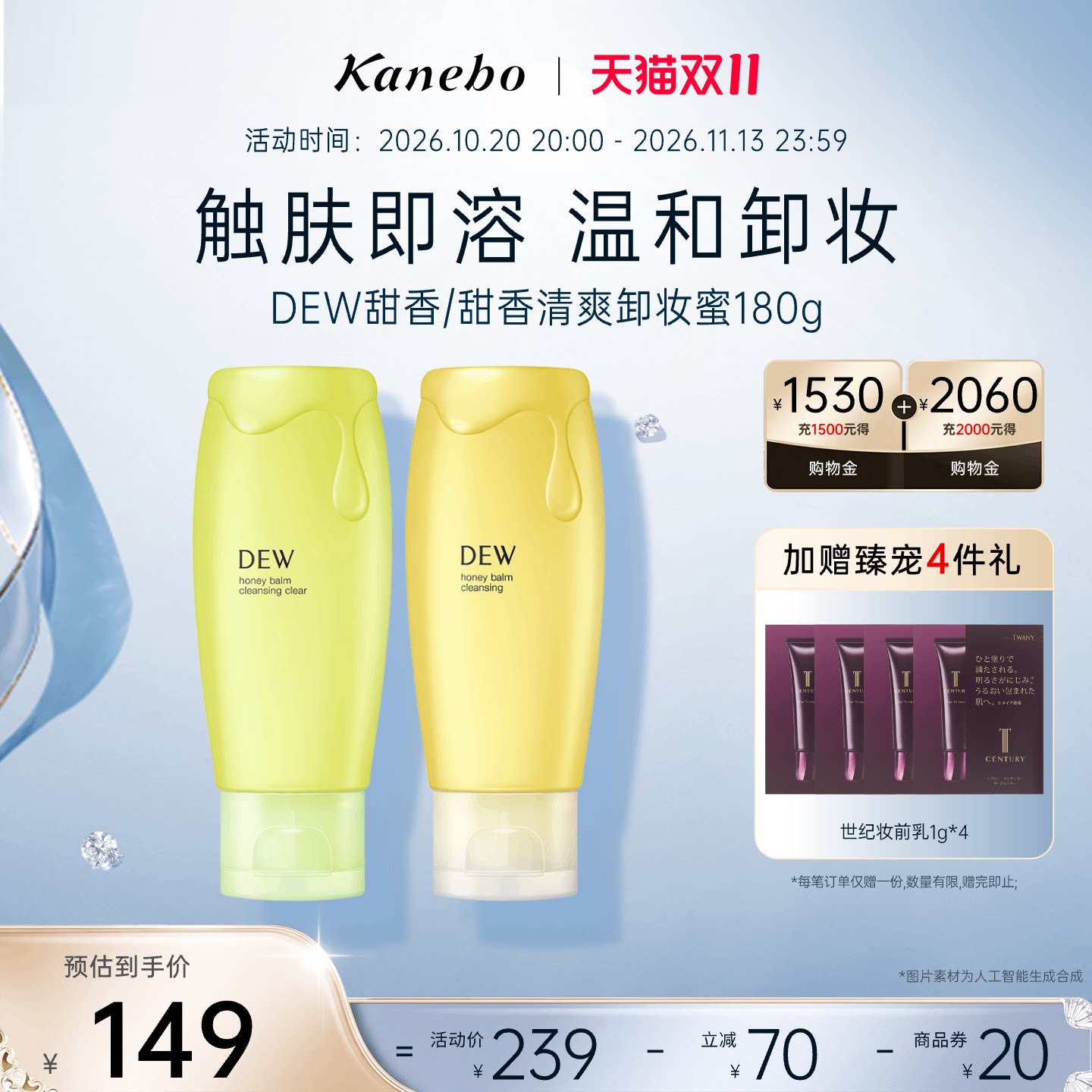 Kanebo嘉娜宝朵雾甜香清爽卸妆蜜清洁面部温和卸妆膏保湿滋润