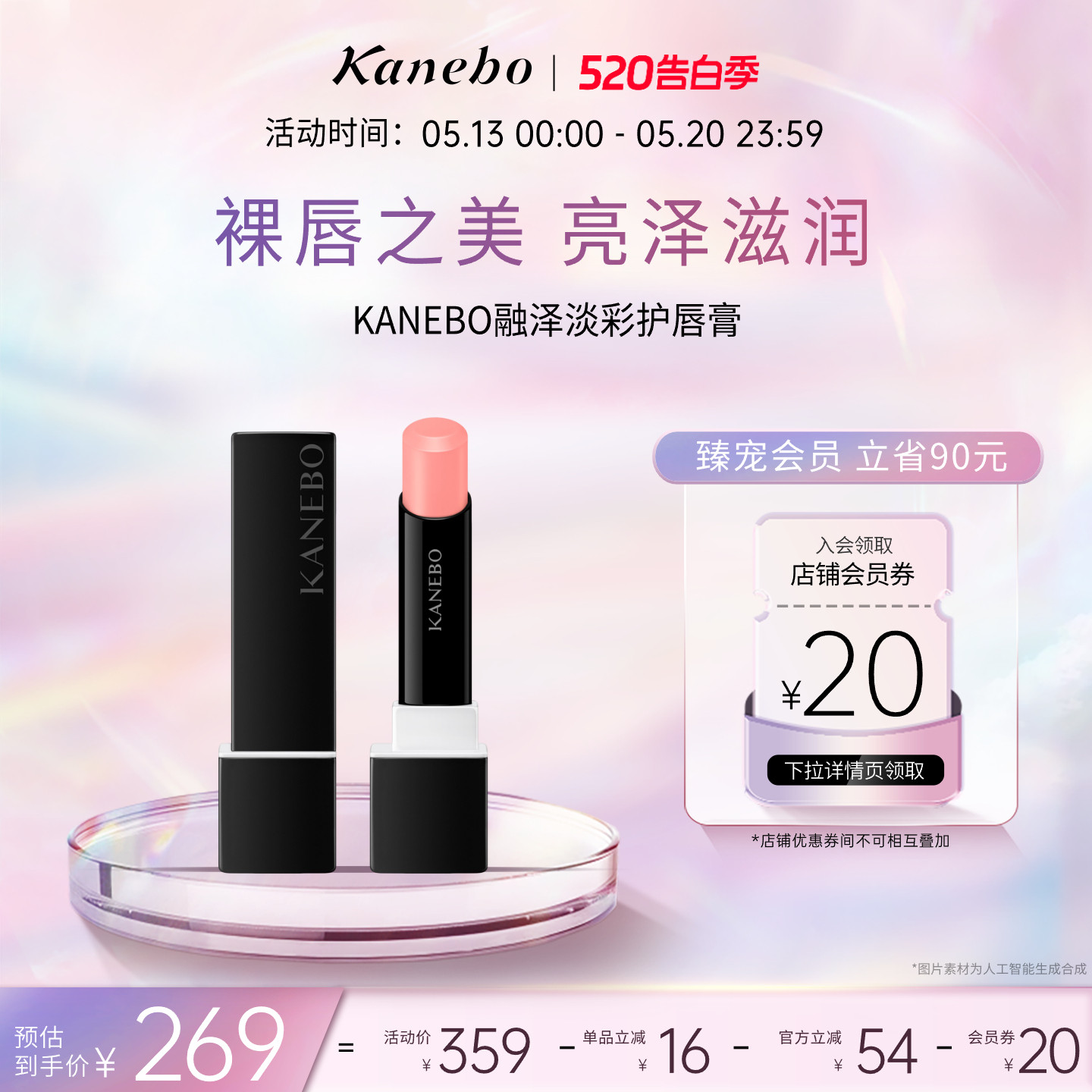 KANEBO佳丽宝融泽淡彩护唇膏磨砂颗粒滋润S00/S01