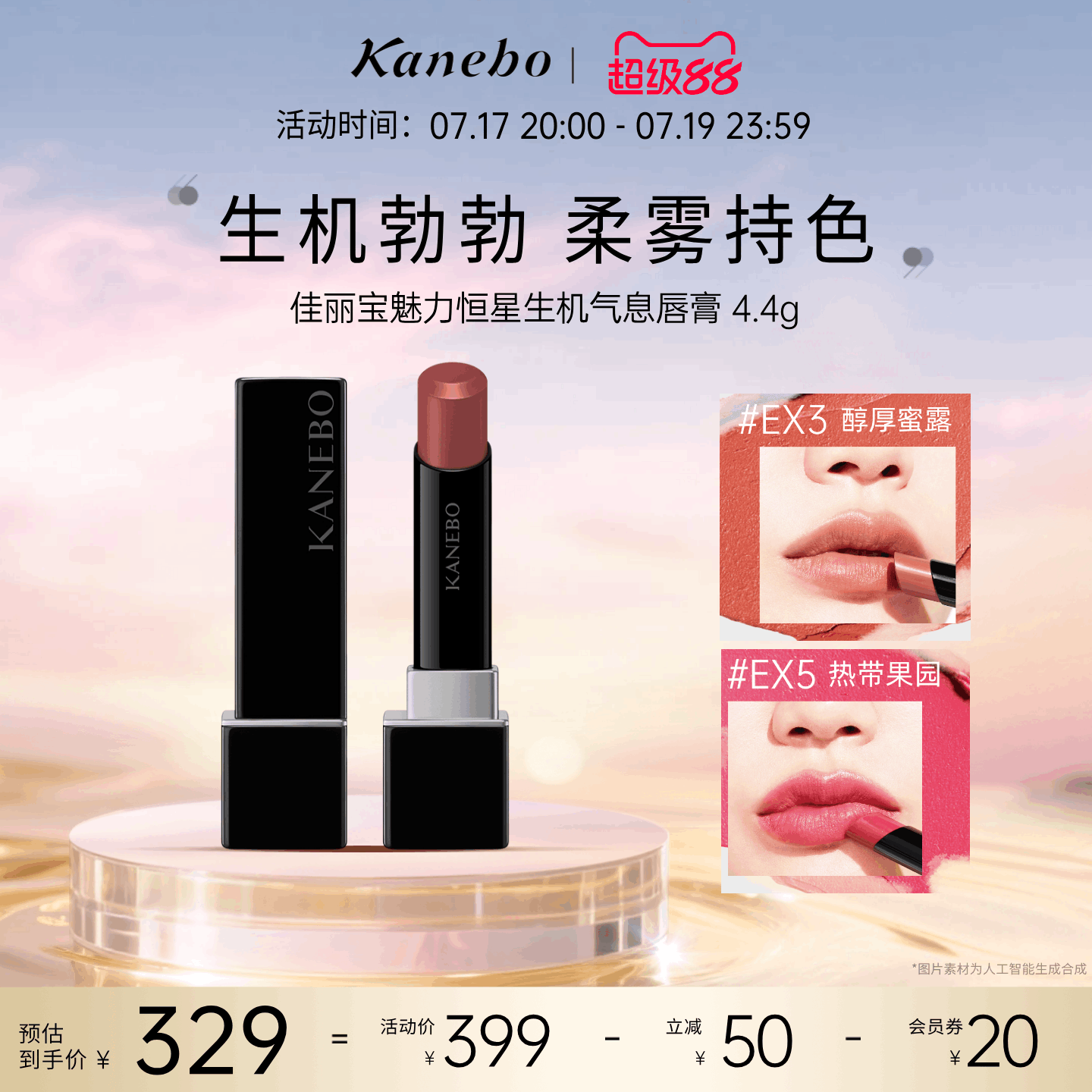 Kanebo佳丽宝魅力恒星生机气息唇膏柔雾哑光持久滋润口红