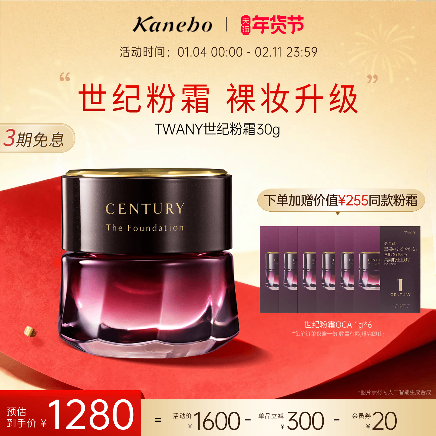 【新年礼物】Kanebo嘉娜宝粉霜TWANY世纪粉底霜养肤遮瑕旗舰店