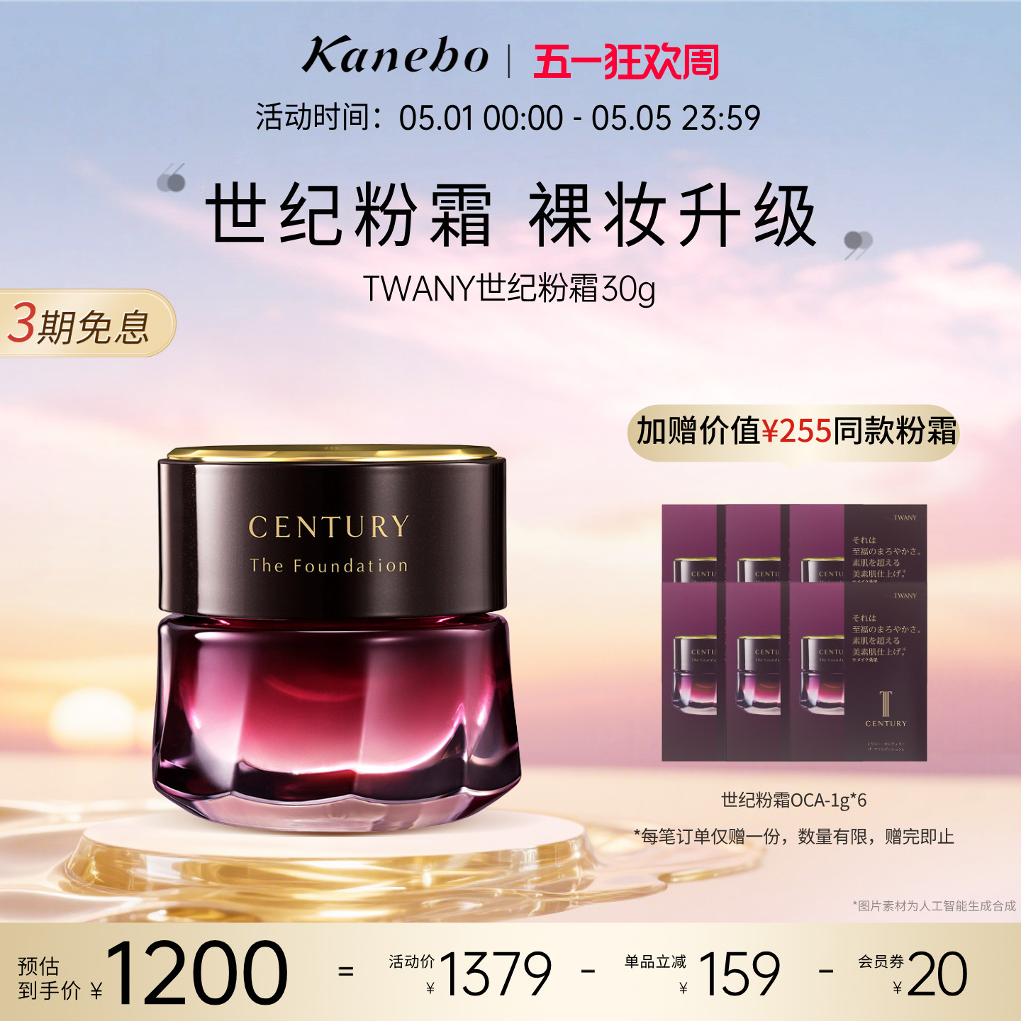 Kanebo嘉娜宝粉霜TWANY世纪粉底霜养肤遮瑕旗舰店30g
