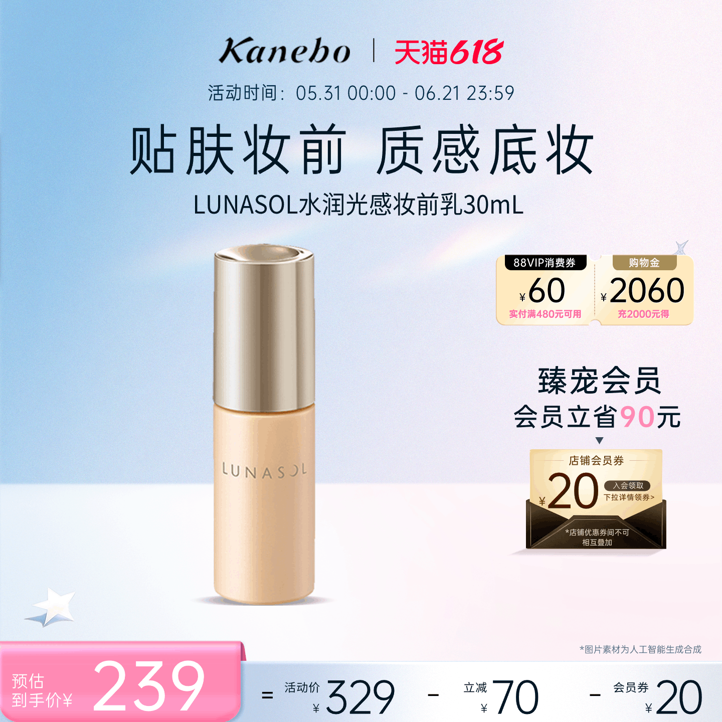LUNASOL日月晶采水润光感妆前乳无瑕美肌隐毛孔打底修饰