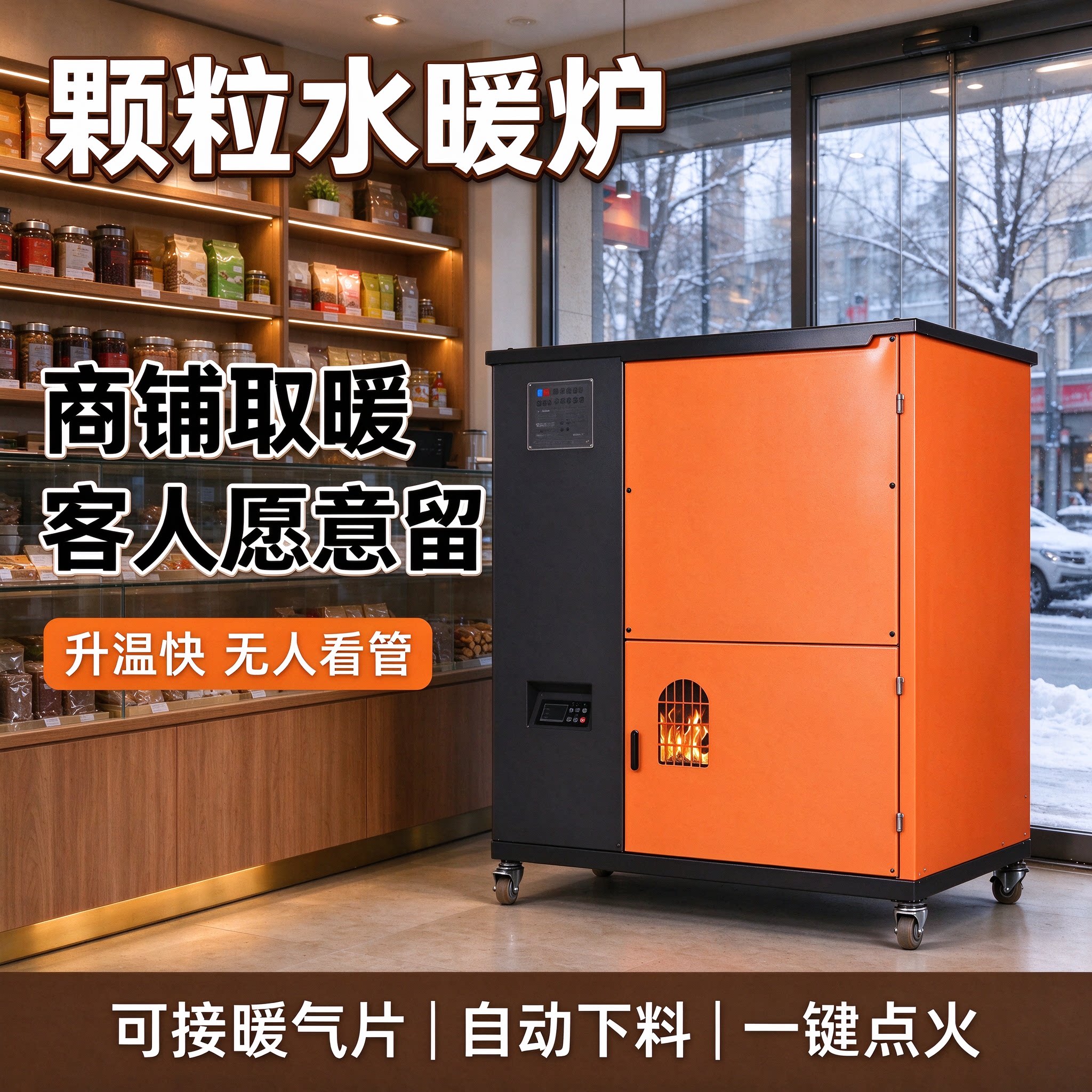 新型生物质颗粒水循环取暖炉全自动地暖采暖锅炉家用水暖供暖锅炉